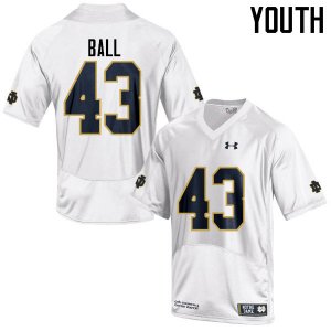 Notre Dame Fighting Irish Youth Brian Ball #43 White Under Armour Authentic Stitched College NCAA Football Jersey ILA5599FC